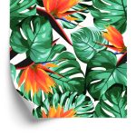 Behang Tropische Bladeren En Bloemen