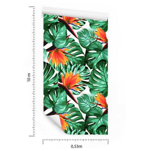 Behang Tropische Bladeren En Bloemen - Afbeelding 8