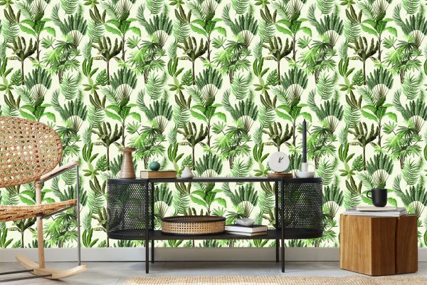 Behang Vintage Exotische Bladeren - Afbeelding 5