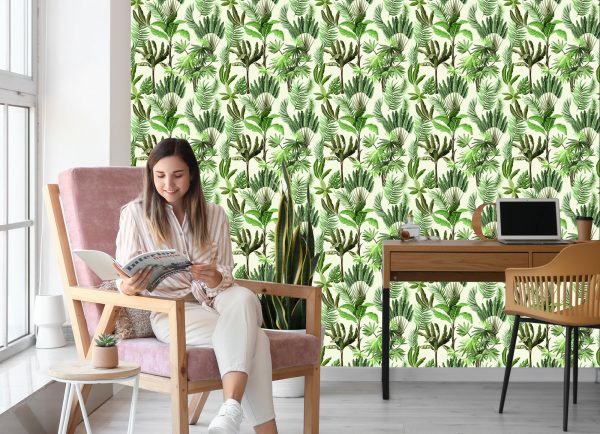 Behang Vintage Exotische Bladeren - Afbeelding 7