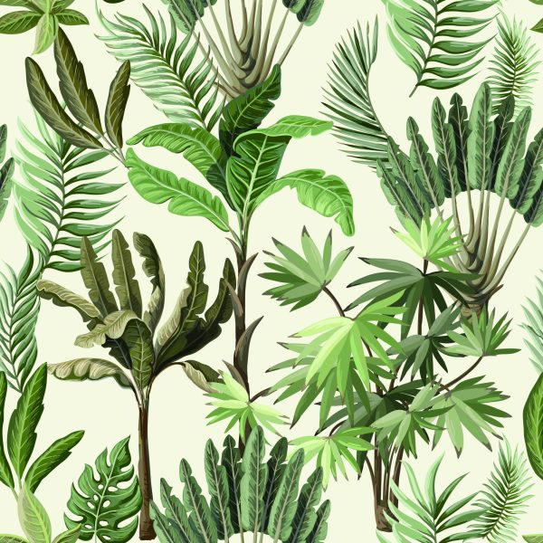 Behang Vintage Exotische Bladeren - Afbeelding 2
