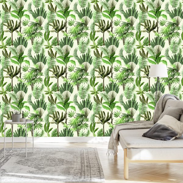 Behang Vintage Exotische Bladeren - Afbeelding 3