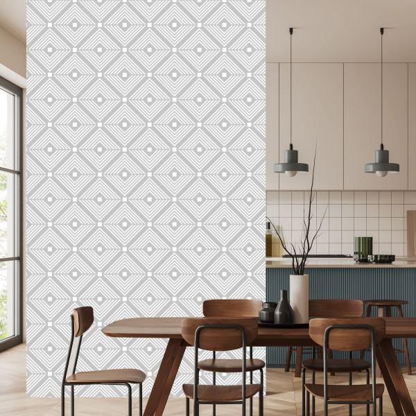 Behang Geometrische Patronen In Grijstinten - Afbeelding 4