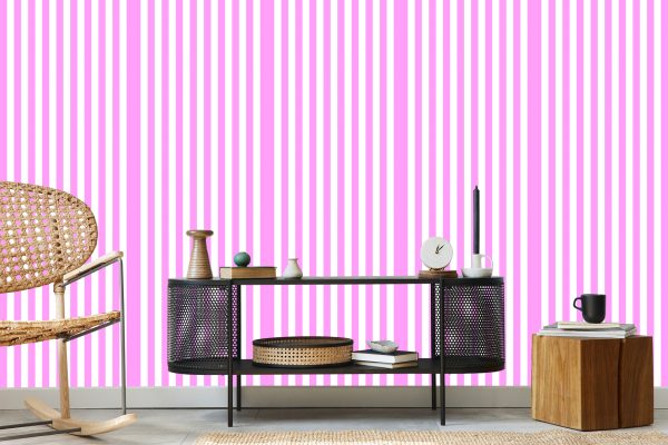 Behang Witte En Roze Verticale Strepen - Afbeelding 5