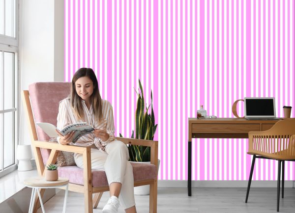 Behang Witte En Roze Verticale Strepen - Afbeelding 7