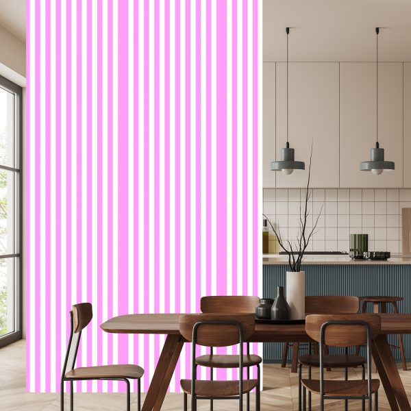Behang Witte En Roze Verticale Strepen - Afbeelding 4