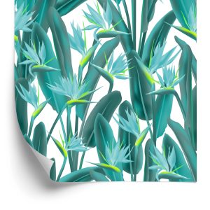 Behang Prachtige Exotische Bladeren En Bloemen
