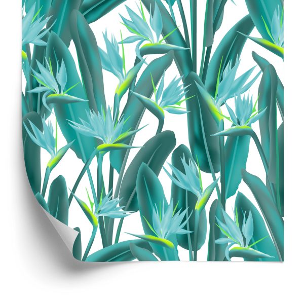 Behang Prachtige Exotische Bladeren En Bloemen