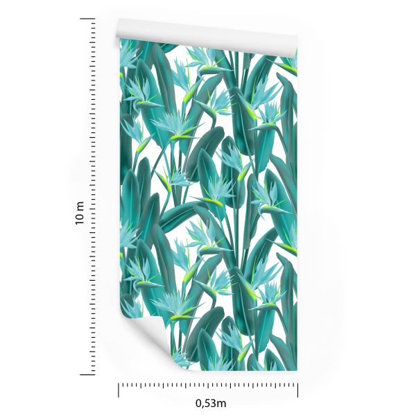 Behang Prachtige Exotische Bladeren En Bloemen - Afbeelding 8