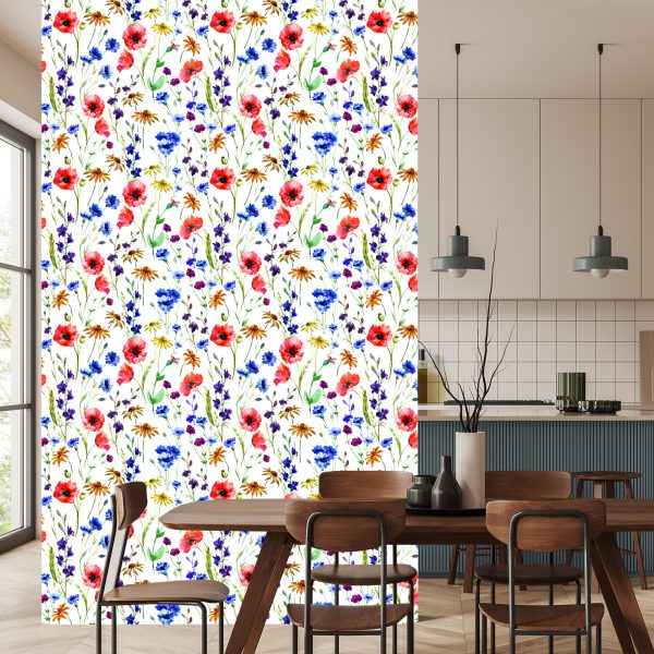 Behang Klaprozen, Korenbloemen En Kamille - Afbeelding 4