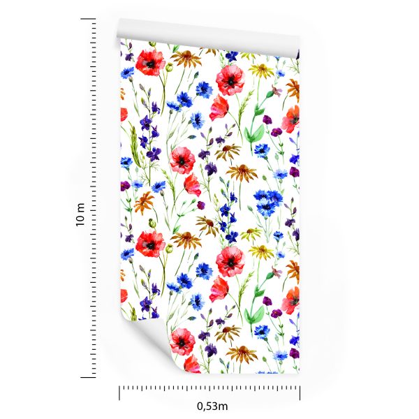 Behang Klaprozen, Korenbloemen En Kamille - Afbeelding 8