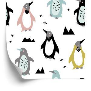 Behang Voor Kinderen - Kleurrijke Scandinavische Pinguïns