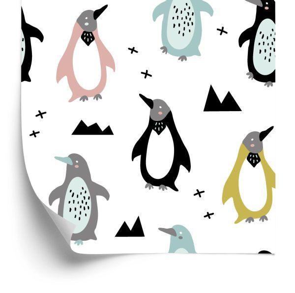 Behang Voor Kinderen - Kleurrijke Scandinavische Pinguïns