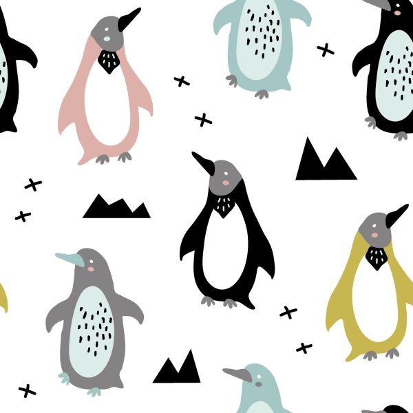 Behang Voor Kinderen - Kleurrijke Scandinavische Pinguïns - Afbeelding 2