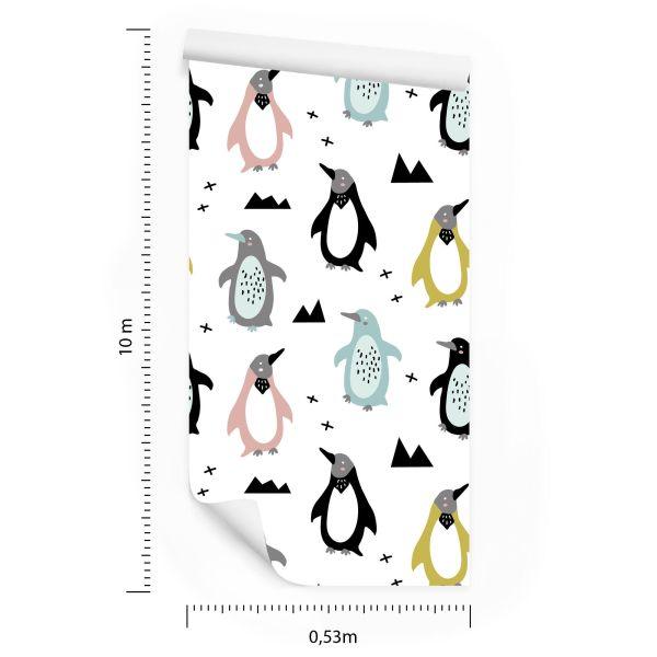 Behang Voor Kinderen - Kleurrijke Scandinavische Pinguïns - Afbeelding 8