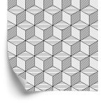 Behang Geometrisch-Zwart-Witte Kubussen