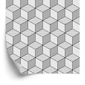 Behang Geometrisch-Zwart-Witte Kubussen