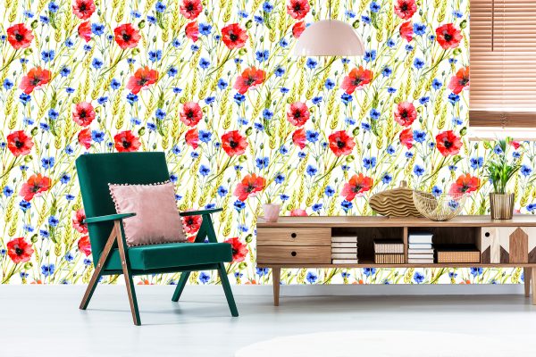 Behang Maki Korenbloemen En Tarwe - Afbeelding 6