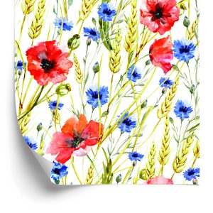 Behang Maki Korenbloemen En Tarwe