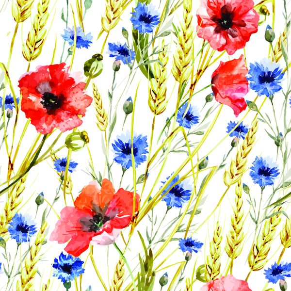 Behang Maki Korenbloemen En Tarwe - Afbeelding 2