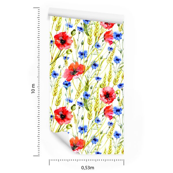 Behang Maki Korenbloemen En Tarwe - Afbeelding 8