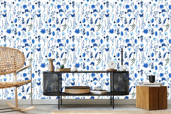 Behang Wilde Bloemen En Vlinders - Afbeelding 5