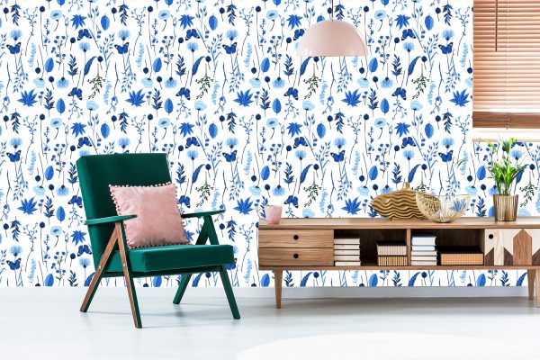 Behang Wilde Bloemen En Vlinders - Afbeelding 6
