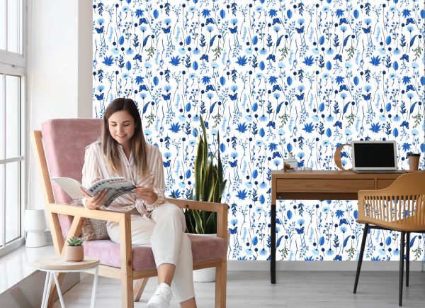 Behang Wilde Bloemen En Vlinders - Afbeelding 7