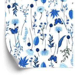 Behang Wilde Bloemen En Vlinders