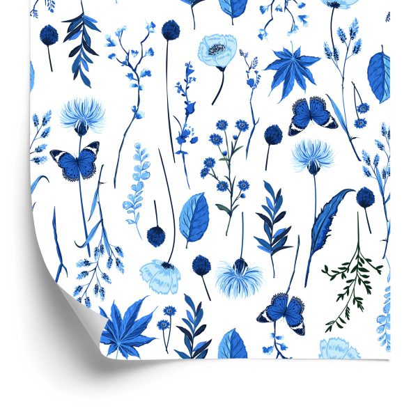Behang Wilde Bloemen En Vlinders
