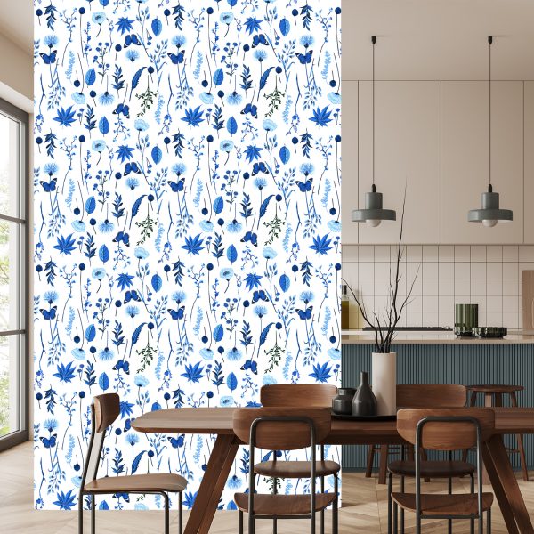 Behang Wilde Bloemen En Vlinders - Afbeelding 4