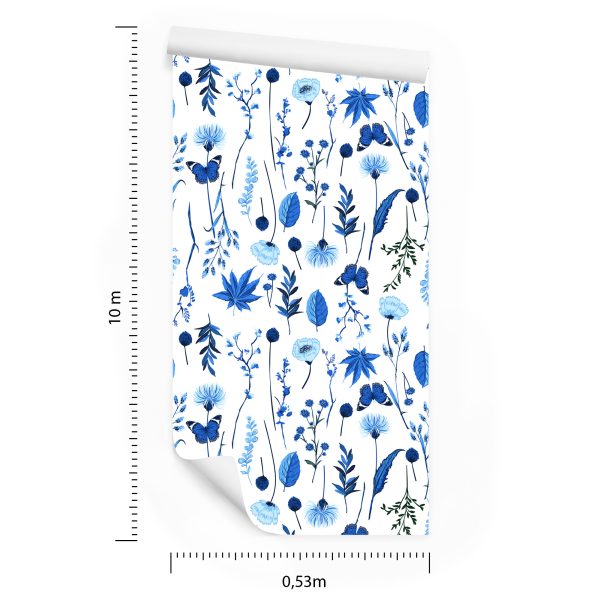 Behang Wilde Bloemen En Vlinders - Afbeelding 8