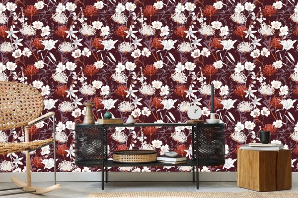 Behang Wilde Bloemen In Vintage Stijl - Afbeelding 5