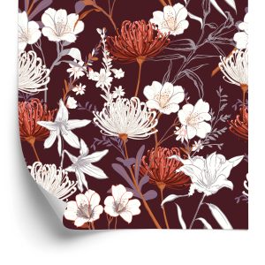 Behang Wilde Bloemen In Vintage Stijl