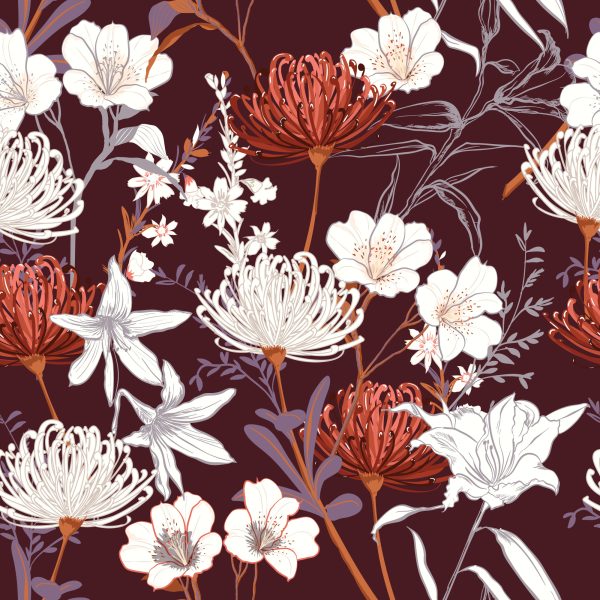 Behang Wilde Bloemen In Vintage Stijl - Afbeelding 2