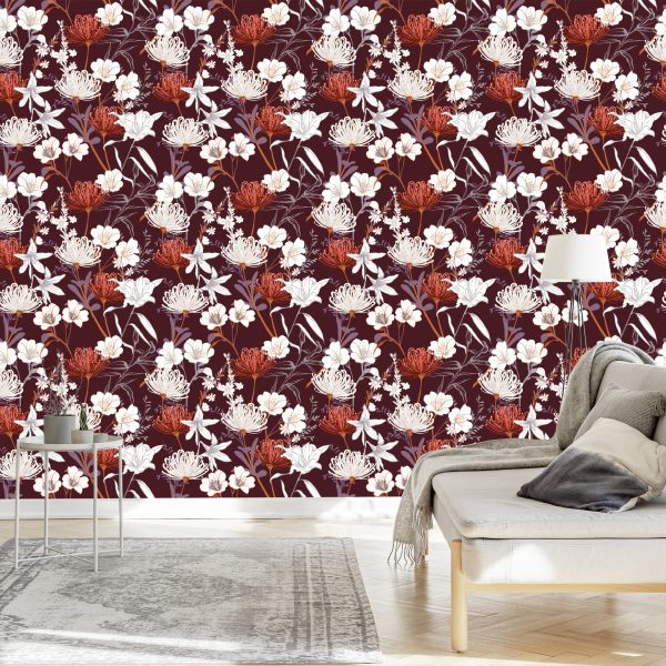 Behang Wilde Bloemen In Vintage Stijl - Afbeelding 3