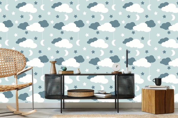 Behang Voor Kinderen - Sterren, Wolken En Manen - Afbeelding 5