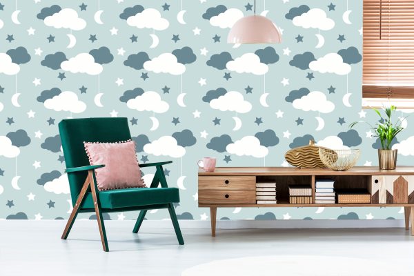 Behang Voor Kinderen - Sterren, Wolken En Manen - Afbeelding 6