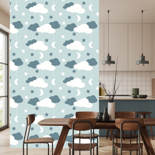 Behang Voor Kinderen - Sterren, Wolken En Manen - Afbeelding 4
