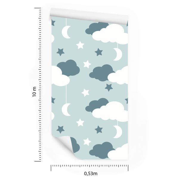 Behang Voor Kinderen - Sterren, Wolken En Manen - Afbeelding 8
