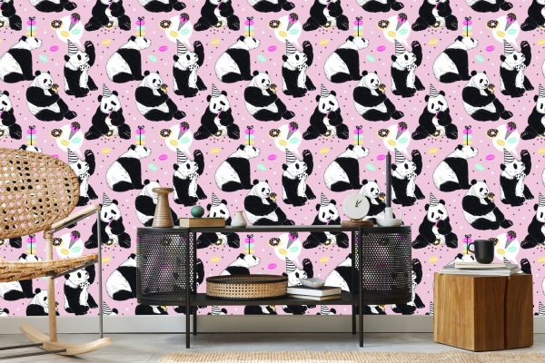Behang Voor Kinderen - Panda En Snoep - Afbeelding 5