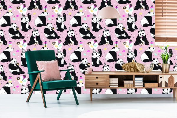 Behang Voor Kinderen - Panda En Snoep - Afbeelding 6