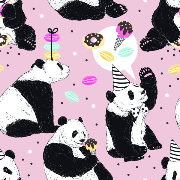 Behang Voor Kinderen - Panda En Snoep - Afbeelding 2
