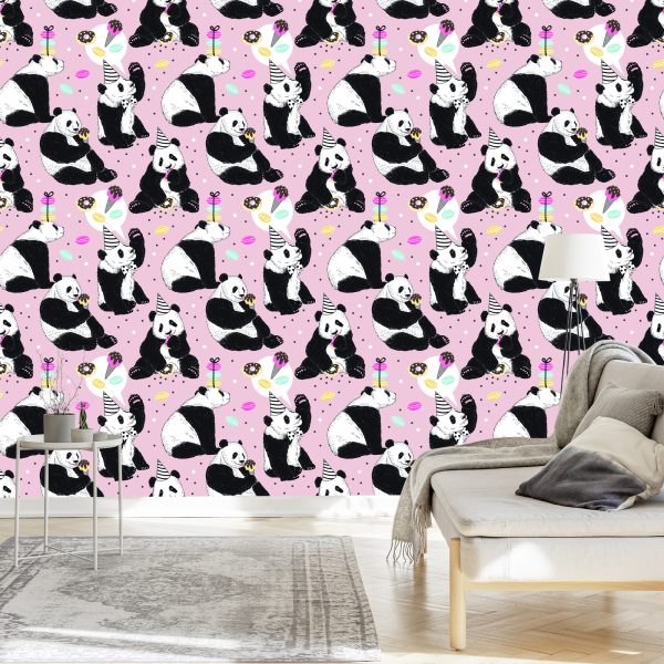 Behang Voor Kinderen - Panda En Snoep - Afbeelding 3