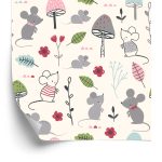 Behang Voor Kinderen - Muizen, Paddenstoelen En Bloemen
