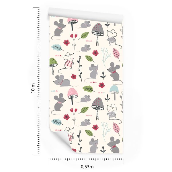 Behang Voor Kinderen - Muizen, Paddenstoelen En Bloemen - Afbeelding 8