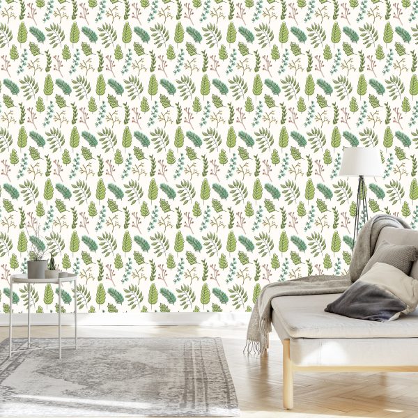 Behang Voor Kinderen - Delicate Groene Bladeren - Afbeelding 3