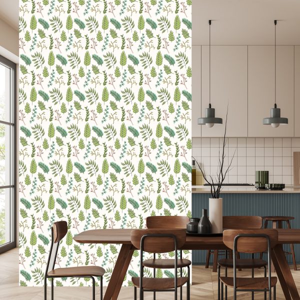 Behang Voor Kinderen - Delicate Groene Bladeren - Afbeelding 4