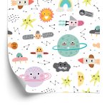 Behang Voor Kinderplaneten, Sterren, Raketten En Satellieten