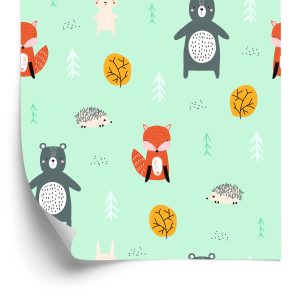 Behang Voor Kinderen - Bosdieren In Pastelkleuren